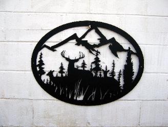 Deer and Mountains wall art. Plasma Designs
