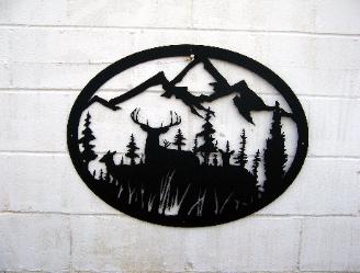Deer and Mountains wall art. Plasma Designs